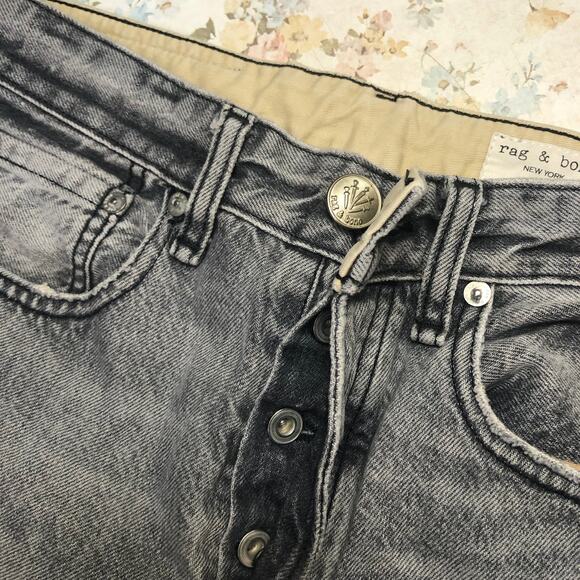 Rag & Bone Light Gray Button Fly Denim Jean High Rise Cut Off Shorts Size 26 - Picture 8 of 8